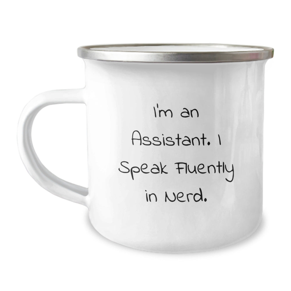 Funny Assistant Gifts from Friends, Unique Christmas Unique Gifts for Assistant, genius Camping Mug I Speak Fluently In genius - Image 1