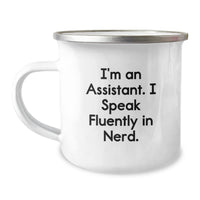 Load image into Gallery viewer, Funny Assistant Gifts, Christmas Unique Gifts for Assistant from Friends, Funny Camping Mug with &#39;I&#39;m An Assistant. I Speak Fluently In genius.&#39; Quote - Image 1
