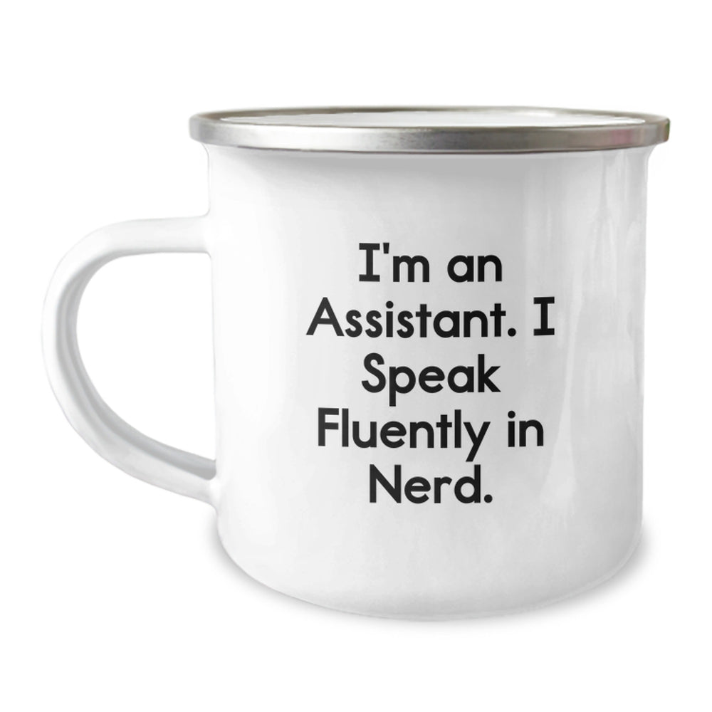 Funny Assistant Gifts, Christmas Unique Gifts for Assistant from Friends, Funny Camping Mug with 'I'm An Assistant. I Speak Fluently In genius.' Quote - Image 1
