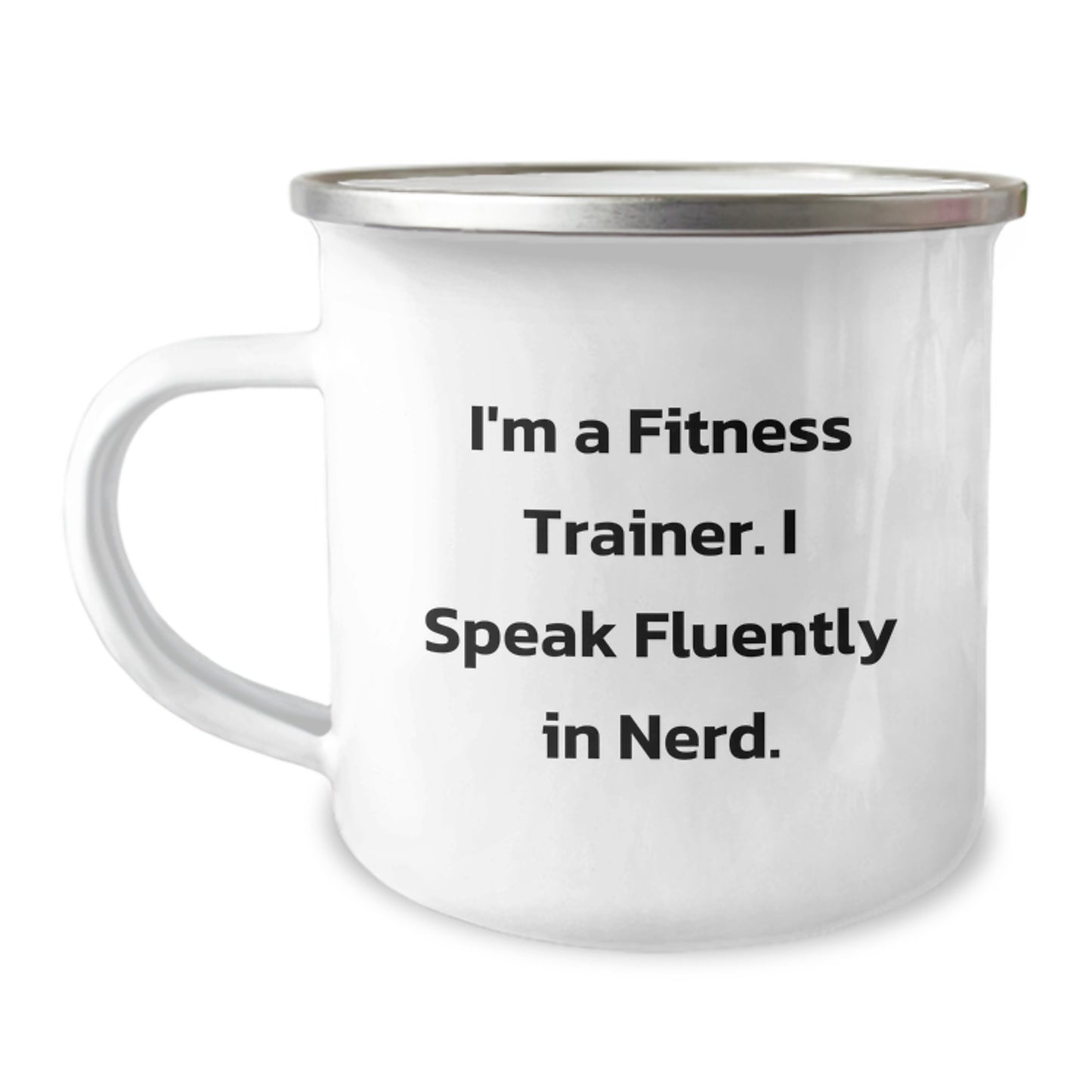 Fitness Trainer Gifts from Friends, Funny 'I Speak Fluently In genius.' Camping Mug for Graduation Unique Gifts - Image 1