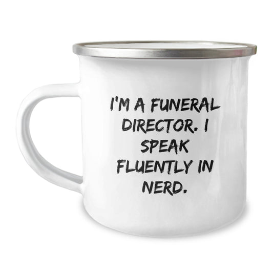 Gifts from Friends to Fellow Funeral Director genius Graduation Unique Camping Mug, Funny Quote - Image 1