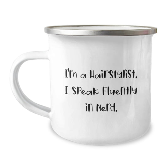 Funny Hairstylist Gifts from Men to Friends, Valentine's Unique Camping Mug for Hairstylists I'm A Hairstylist - Image 1