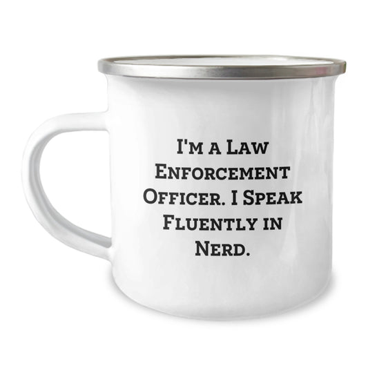 Funny Law Enforcement Officer Gifts from Family for Men's Camping Mug, I Speak Fluently In genius. - Unique Graduation - Image 1
