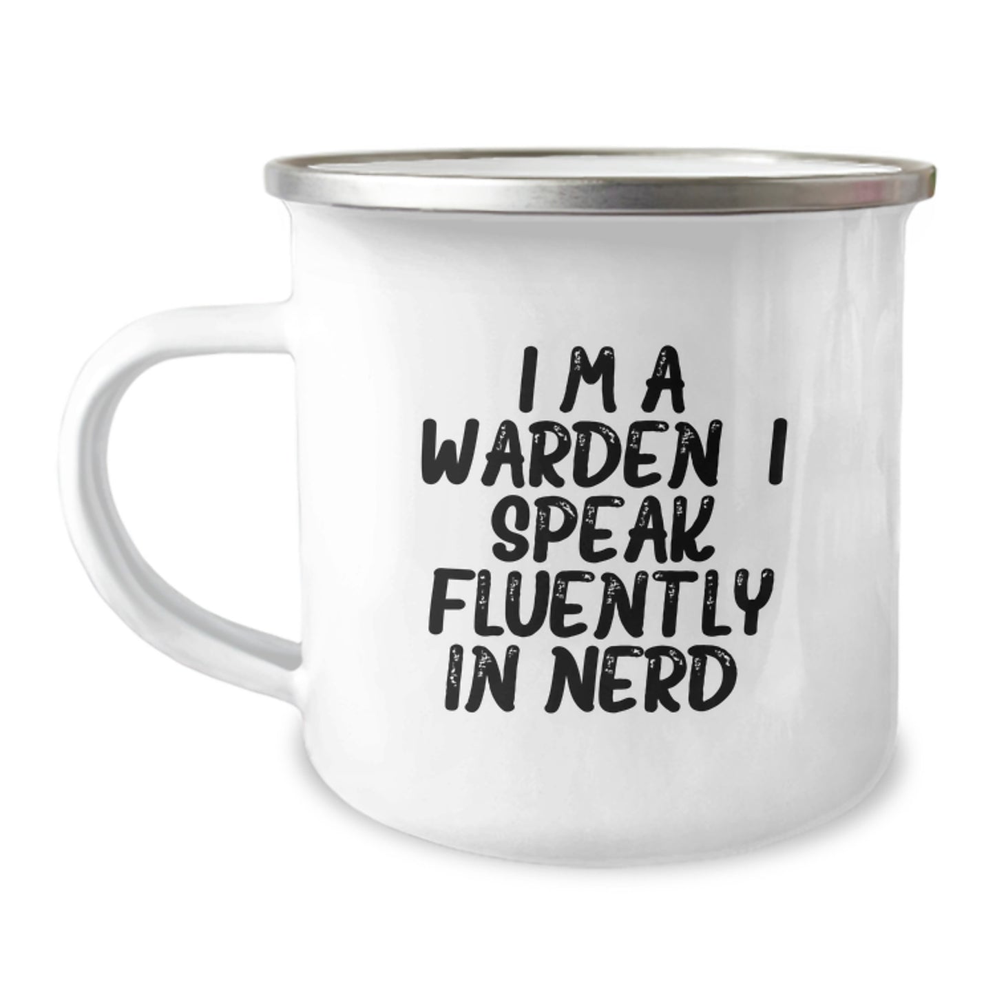 Funny Warden Gifts for Graduation Unique Presents from Friends to Warden, Camping Mug, 'I'm A Warden. I Speak Fluently In genius.' - Image 1