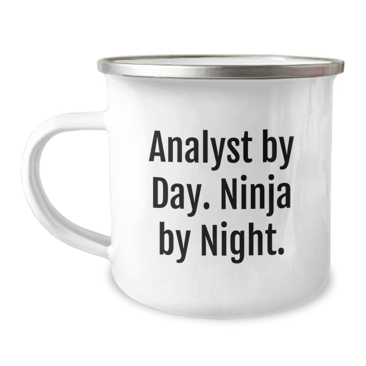 Funny Analyst Gifts from Family for Graduation Unique Gifts, Camping Mug, 'Analyst By Day. Ninja By Night. - Image 1