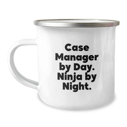 Funny Case Manager Gifts for Men from Friends with 'Case Manager By Day. Ninja By Night.' Motivational Camping Mug for Graduation Unique Gifts - Image 1
