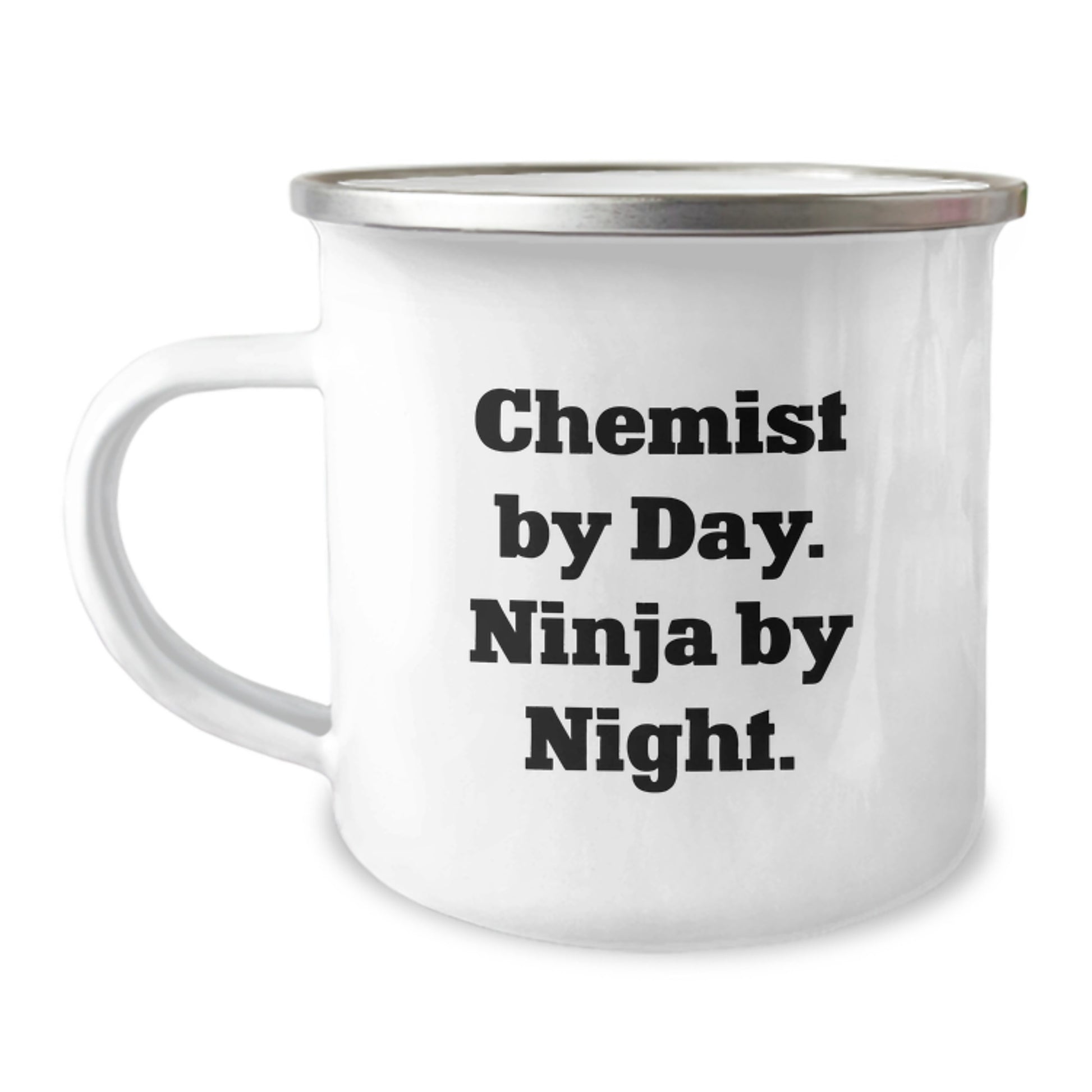 Chemist Lover Gifts from Men Valentine's Unique Camping Mug, Funny Quote - 'Chemist By Day. Ninja By Night.' - Image 1