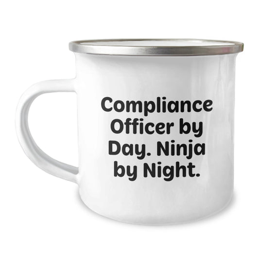 Funny Compliance Officer Gifts for Men - 'Compliance Officer By Day. Ninja By Night.' Camping Mug - Birthday Unique Gifts from Friends - Image 1