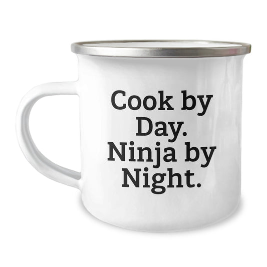 Fun Cook Camping Mug Gifts for Men, Unique Valentine's Unique Gifts from Friends, Inspirational Quote - 'Cook By Day, Ninja By Night' - Image 1