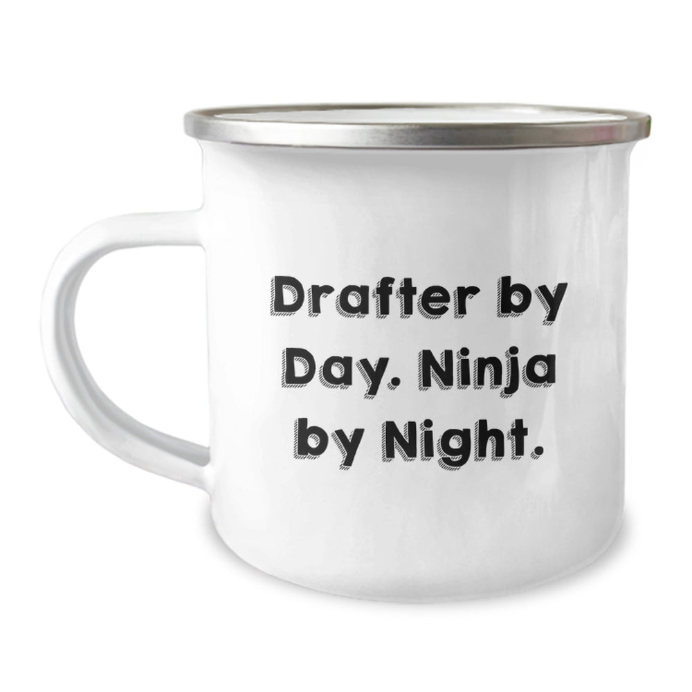 Funny Drafter Gifts for Men, Drafter By Day. Ninja By Night. Camping Mug, Christmas Unique Gifts for Friends, Family, Coworkers - Image 1