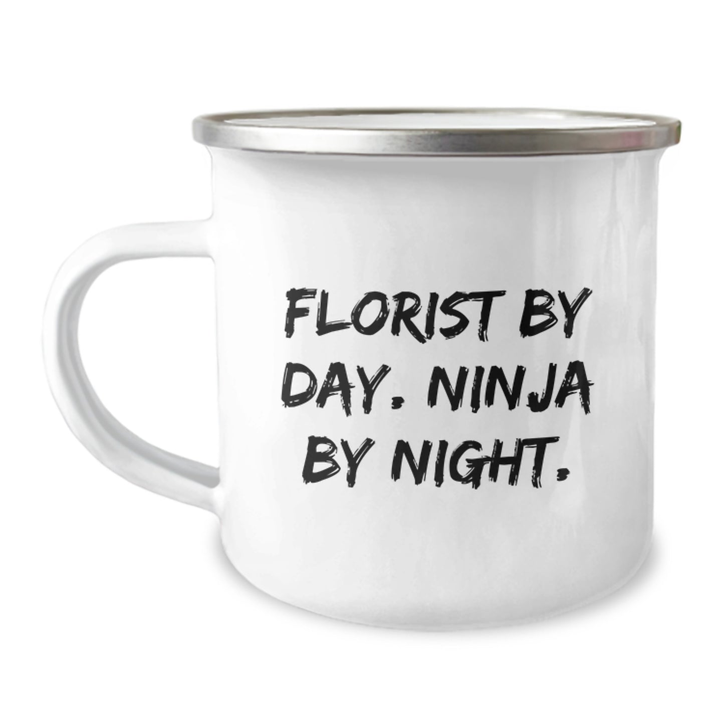 Florist Gifts from Men, Funny Florist By Day. Ninja By Night. Valentine's Unique Gifts, Camping Mug for Florist - Image 1