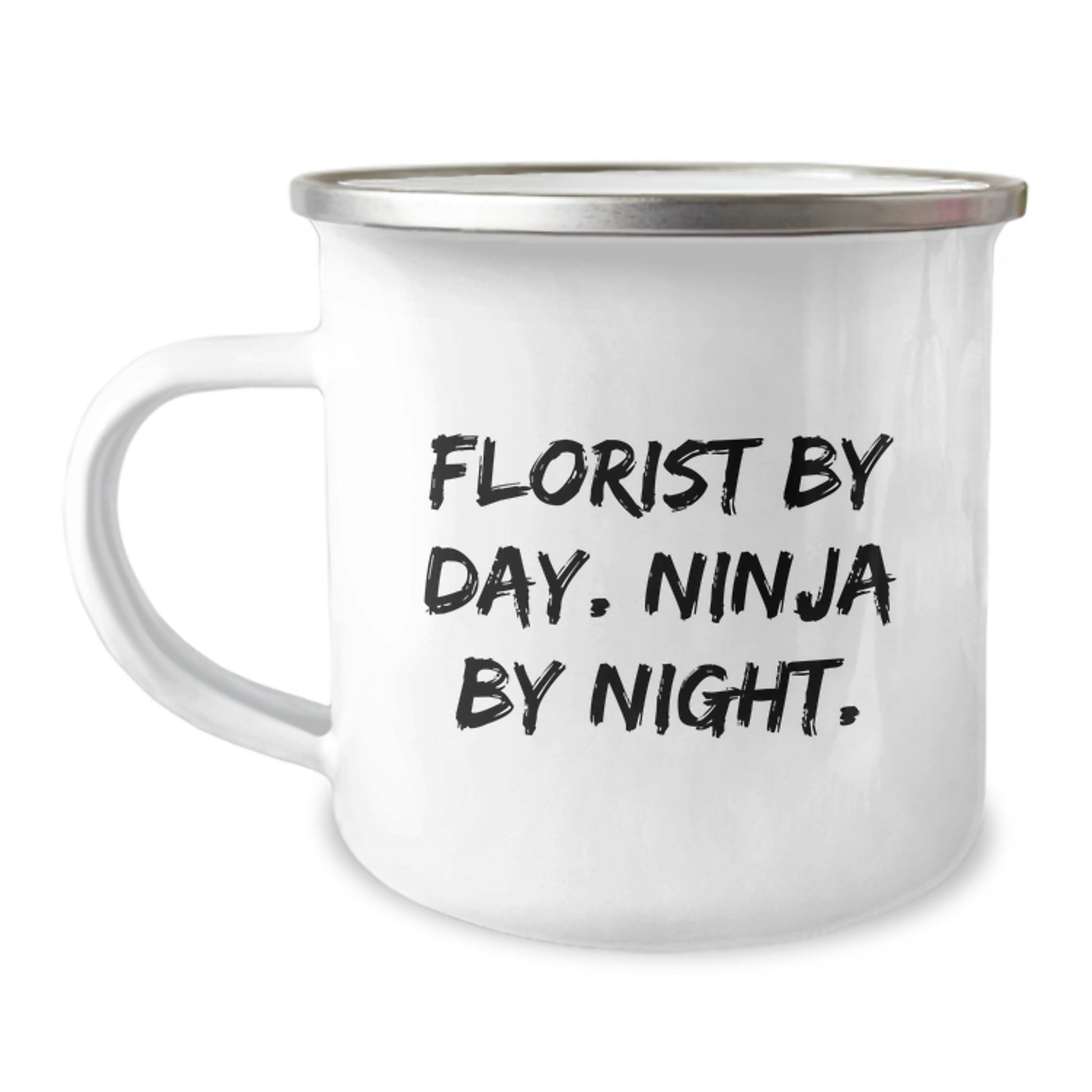 Florist Gifts from Men, Funny Florist By Day. Ninja By Night. Valentine's Unique Gifts, Camping Mug for Florist - Image 1