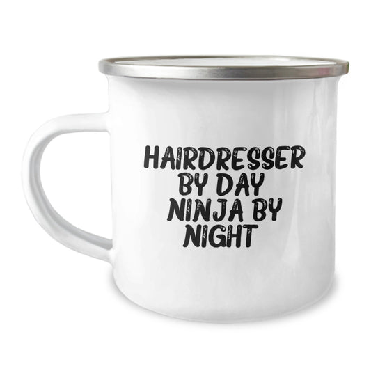 Funny Gifts from Hairdressers to Friends and Family - 'Hairdresser By Day. Ninja By Night.' Birthday Unique Mug for Hairdresser Lovers - Image 1