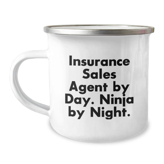 Funny Insurance Sales Agent Gifts for Valentine's, Custom Camping Mug for Insurance Sales Agent By Day. Ninja By Night., Unique Valentine's Unique Gifts from Friends to Insurance Sales Agent - Image 1