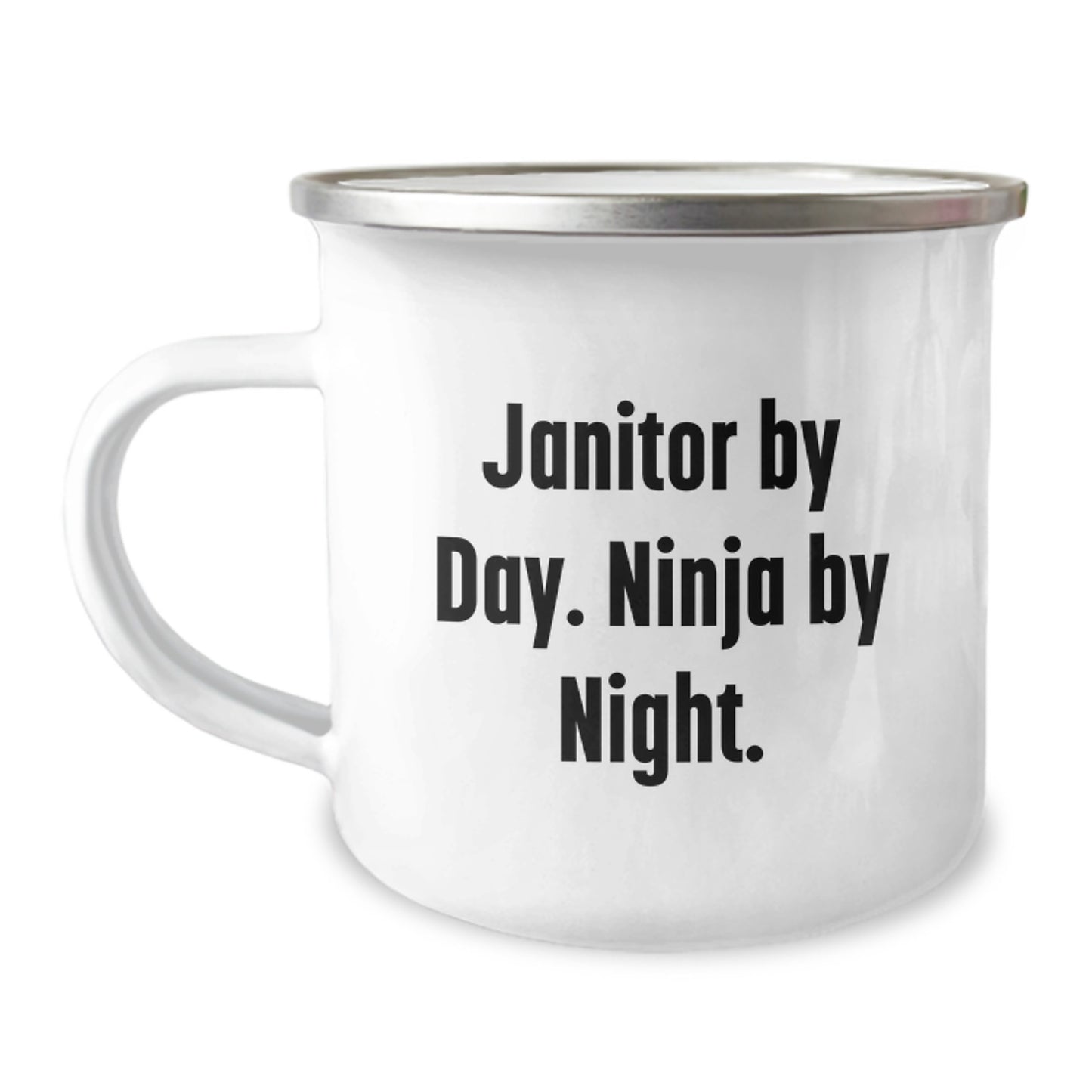 Janitor Gifts from Friends, Funny Camping Mug, Janitor By Day. Ninja By Night., Graduation Unique Gifts for Janitor Men - Image 1