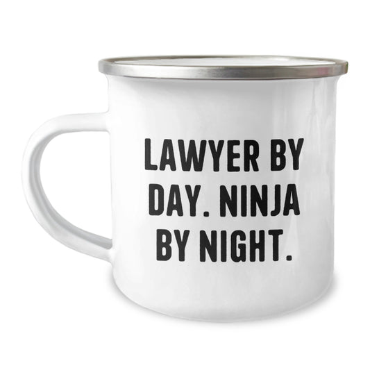 Funny Lawyer Gifts from Men, Gifts for Lawyer, Camping Mug - Lawyer By Day. Ninja By Night. 12 oz Stainless Steel - Image 1