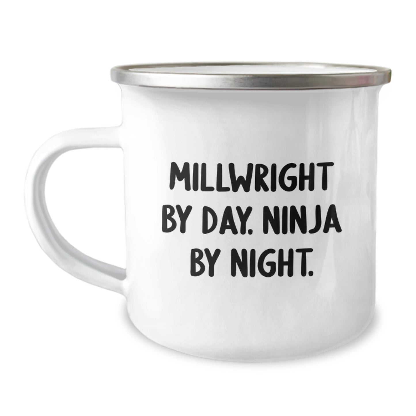 Funny Millwright Gifts for Men, Funny Camping Mug for Graduation, 'Millwright By Day. Ninja By Night.' - Image 1