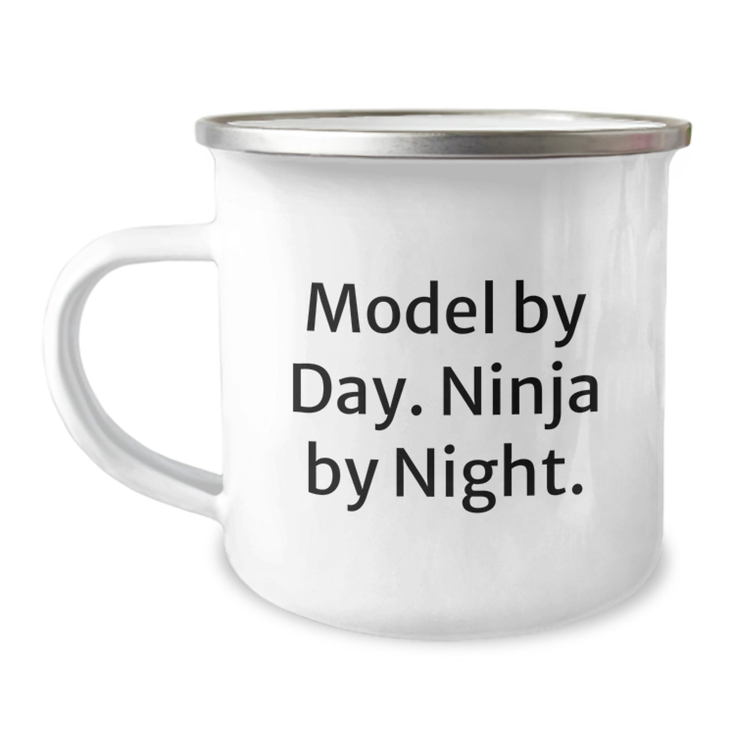 Model By Day Funny Graduation Gifts for Models from Friends and Family - Camping Mug with Ninja By Night Quote - Image 1