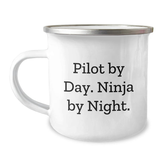 Birthday Gift for Her Pilot Camping Mug – Pilot By Day Ninja By Night - Image 1