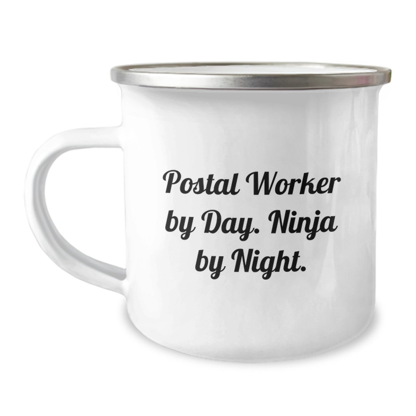 Funny Postal Worker Gifts from Friends for Men, Unique Camping Mug for Graduation, 'Postal Worker By Day. Ninja By Night.' - Image 1