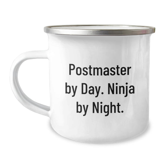 Funny Postmaster Gifts for Men, Postmaster Camping Mug, Postmaster By Day. Ninja By Night. Graduation Unique Gifts from Friends - Image 1
