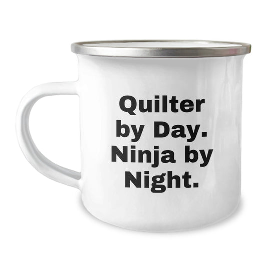 Quilter Gifts from Family to Quilter Men, Funny Quilter By Day Ninja By Night. Camping Mug for Graduation Unique Gifts - Image 1