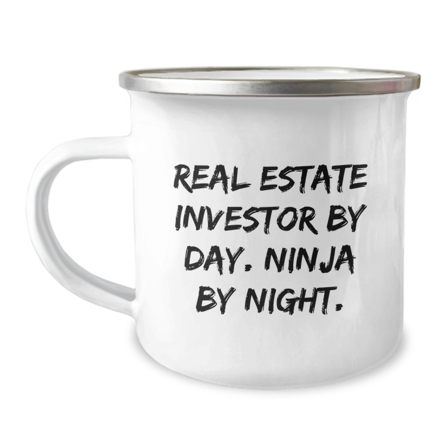 Funny Real Estate Investor Gift for Birthday, Men, Women, Friends, Coworkers, Family, Camping Mug, 'Real Estate Investor By Day. Ninja By Night.' - Image 1