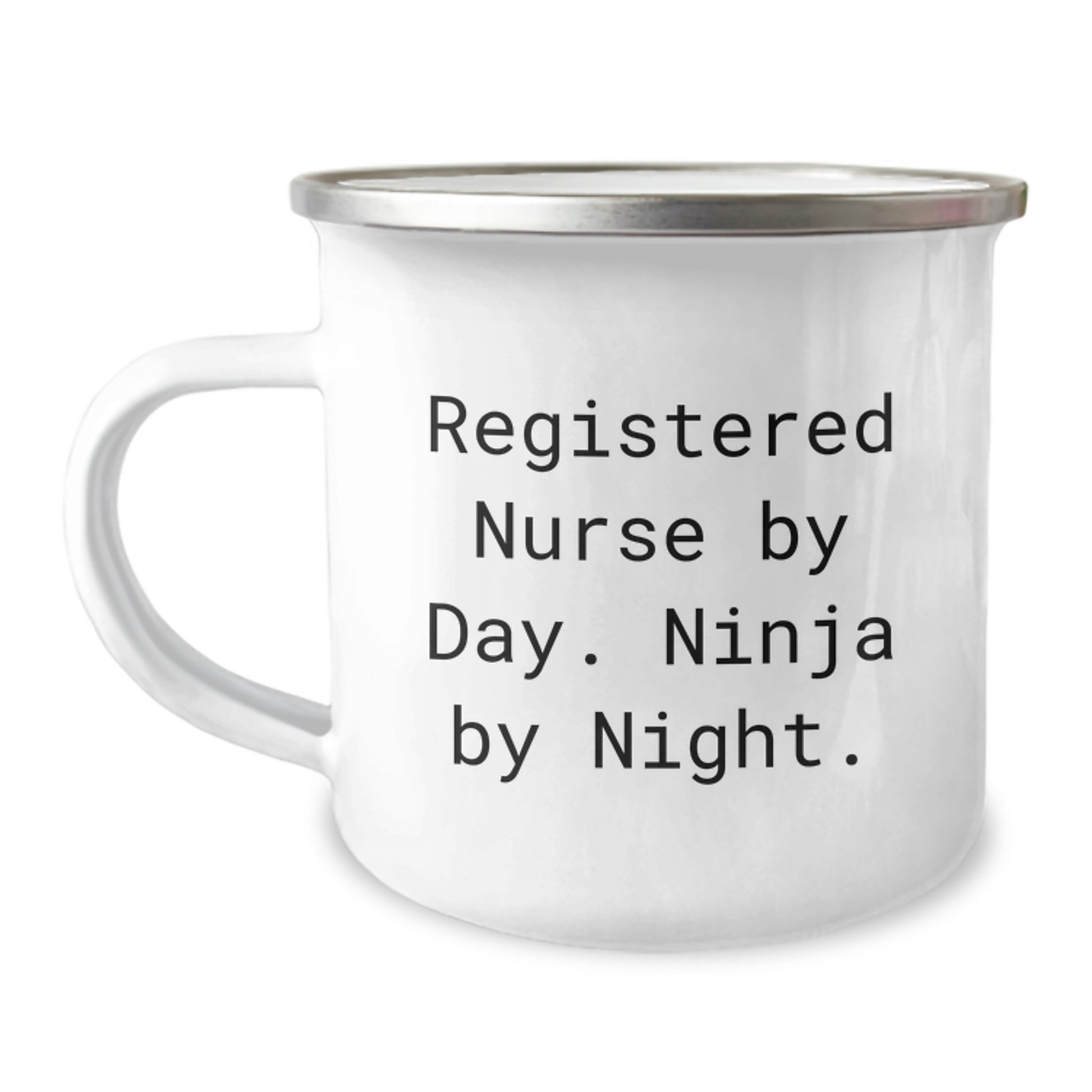 Funny Registered Nurse Gifts for Birthday, Unique Camping Mug Presents from Friends, 'Registered Nurse By Day. Ninja By Night.' Quote - Image 1