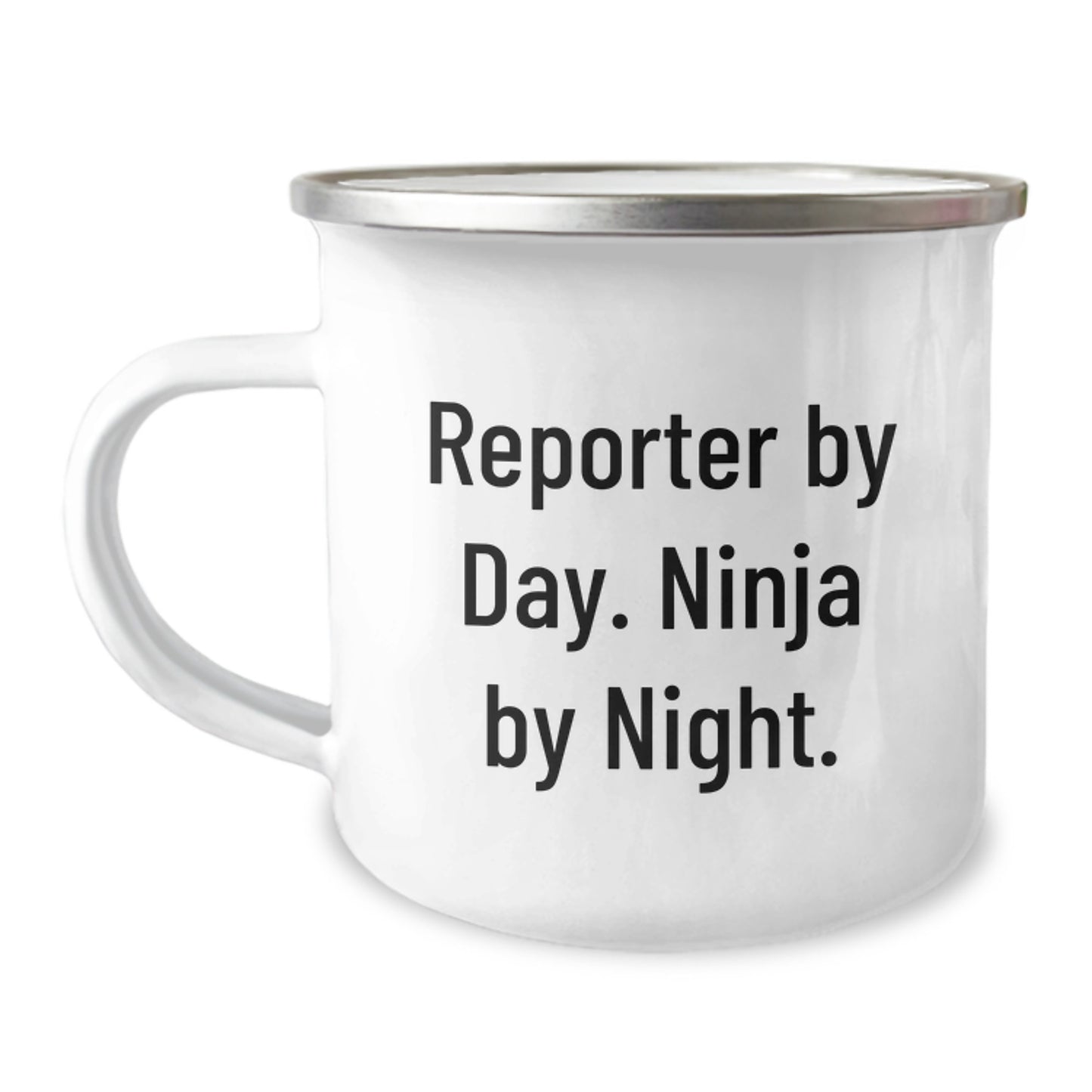Cute Reporter Gifts, Birthday Unique Gifts for Reporter By Day Ninja By Night, 12 oz Stainless Steel Camping Mug - Image 1