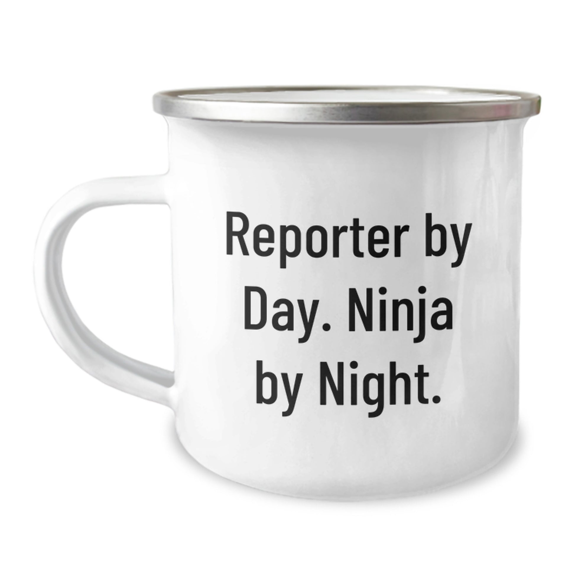 Cute Reporter Gifts, Birthday Unique Gifts for Reporter By Day Ninja By Night, 12 oz Stainless Steel Camping Mug - Image 1