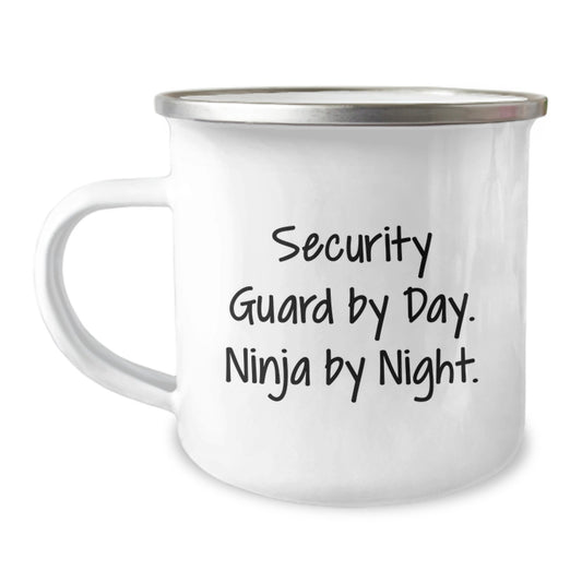 Funny Security Guard Gifts from Friends to Men, Birthday Unique Presents for Security Guards, Camping Mug - 'Security Guard By Day. Ninja By Night.' - Image 1