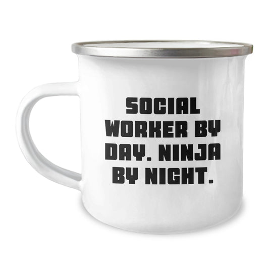 Social Worker Gifts from Friends for Graduation Unique Occasions - Funny Ninja Camping Mug - Image 1