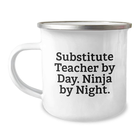 Funny Substitute Teacher Gifts from Men, Inspirational Camping Mug for Graduation Unique Gifts, 'Substitute Teacher By Day. Ninja By Night.' - Image 1
