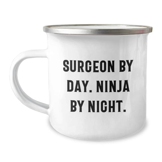 Funny Surgeon Camping Mug Gifts from Friends for Men Surgeon By Day Ninja By Night Christmas Unique - Image 1