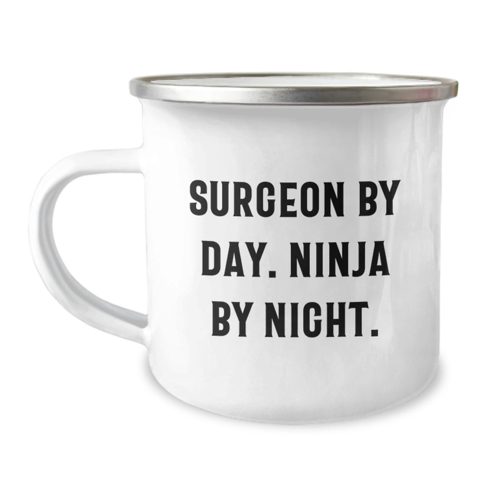 Funny Surgeon Camping Mug Gifts from Friends for Men Surgeon By Day Ninja By Night Christmas Unique - Image 1