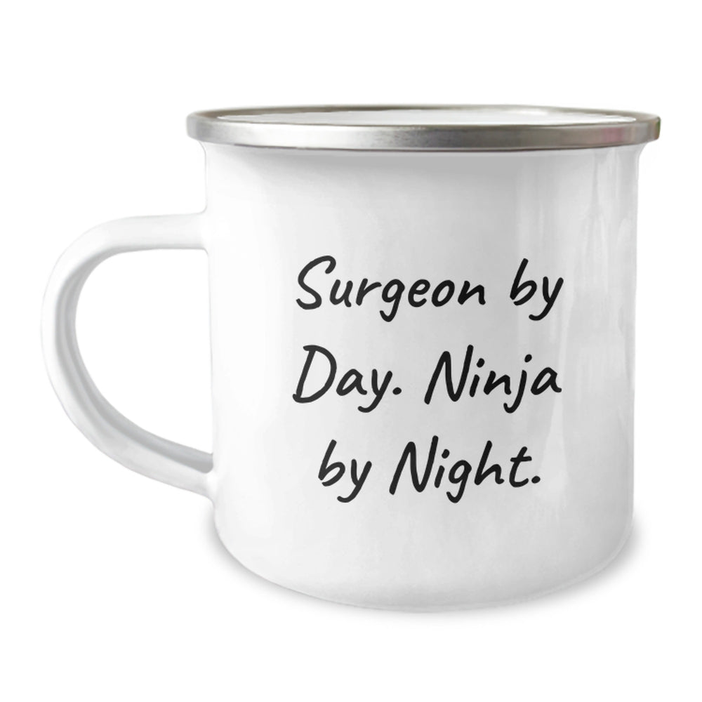 Funny Surgeon Gifts, Christmas Unique Gifts for Surgeon Men, Surgeon By Day Ninja By Night Camping Mug - Image 1