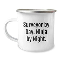Load image into Gallery viewer, Funny Surveyor Gifts from Friends for Surveyor Men Camping Mug - 'Surveyor By Day. Ninja By Night.' - Image 1
