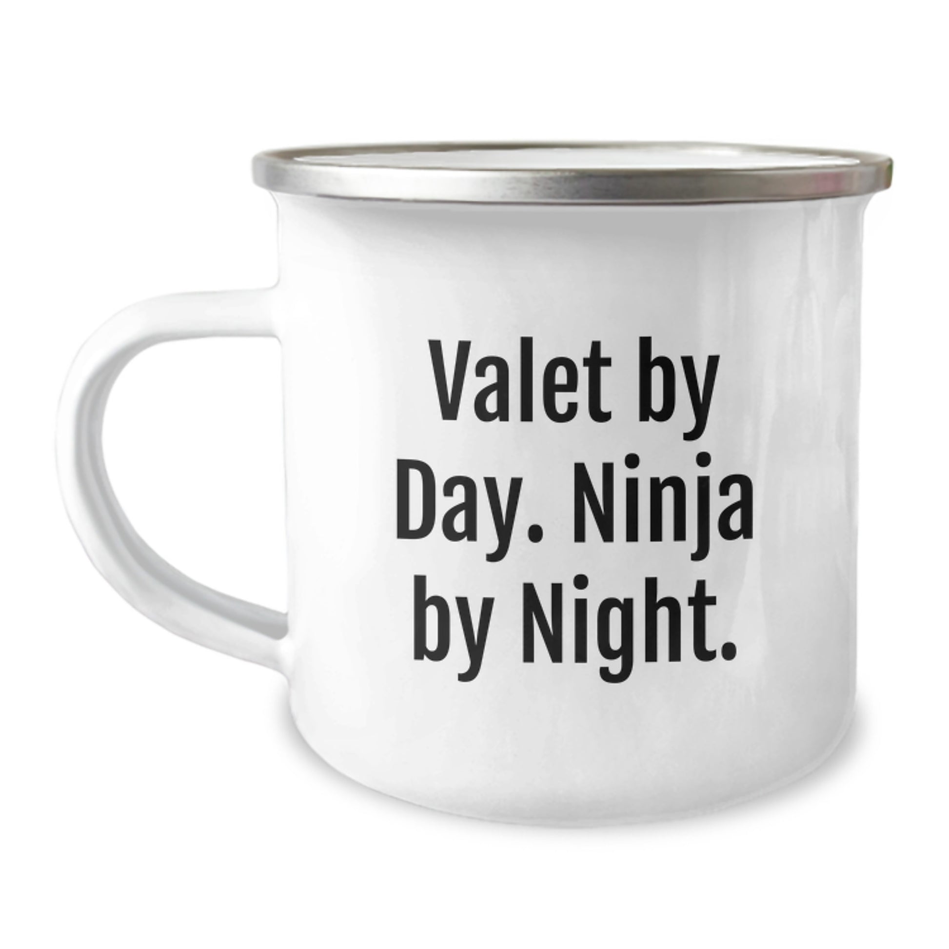 Valet By Day Ninja By Night Keepsake Camping Mug for Him Graduation Gift - Image 1