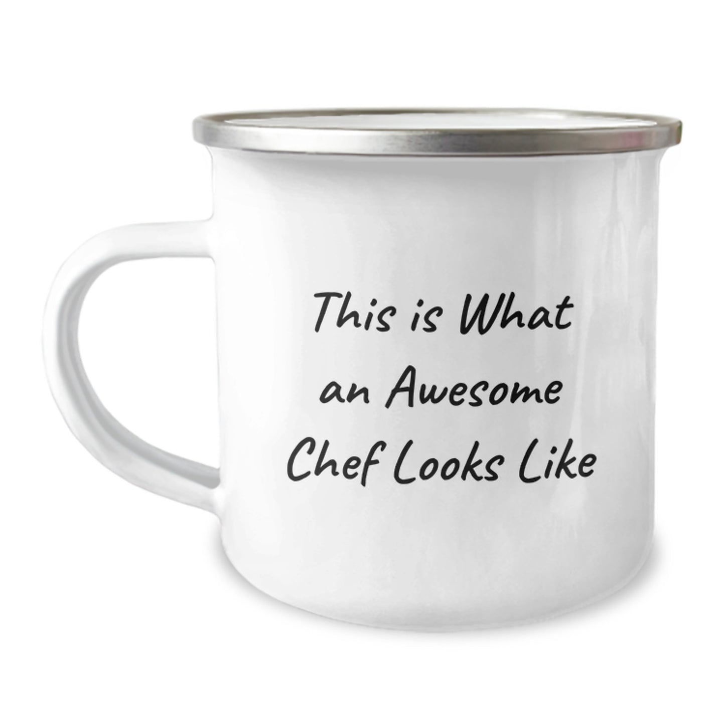 Witty Chef Camping Mug Novelty Sleek Enamel for Friends Birthday Gift - Image 1