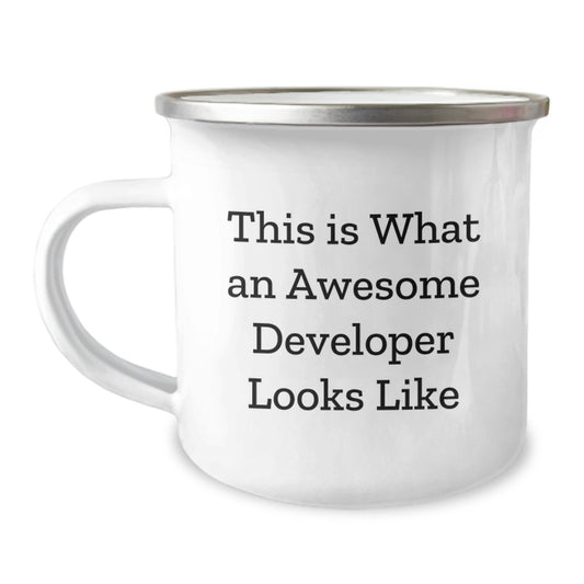 Funny Developer Gifts from Friends, This Is What An Awesome Developer Looks Like Camping Mug for Graduation, Unique Gifts for Developer Men - Image 1