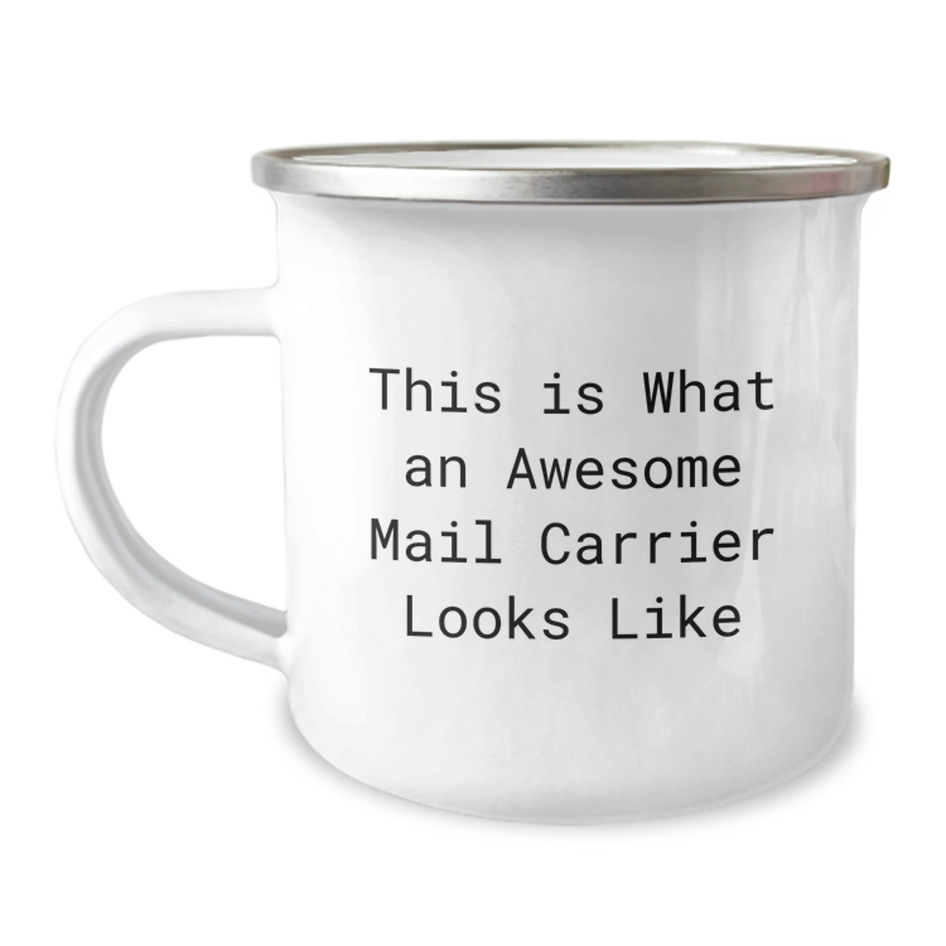 Funny Mail Carrier Gifts from Family, Funny Graduation Unique Gifts for Mail Carrier Friends, 12 oz Stainless Steel Camping Mug with This Is What An Awesome Mail Carrier Looks Like Quote - Image 1