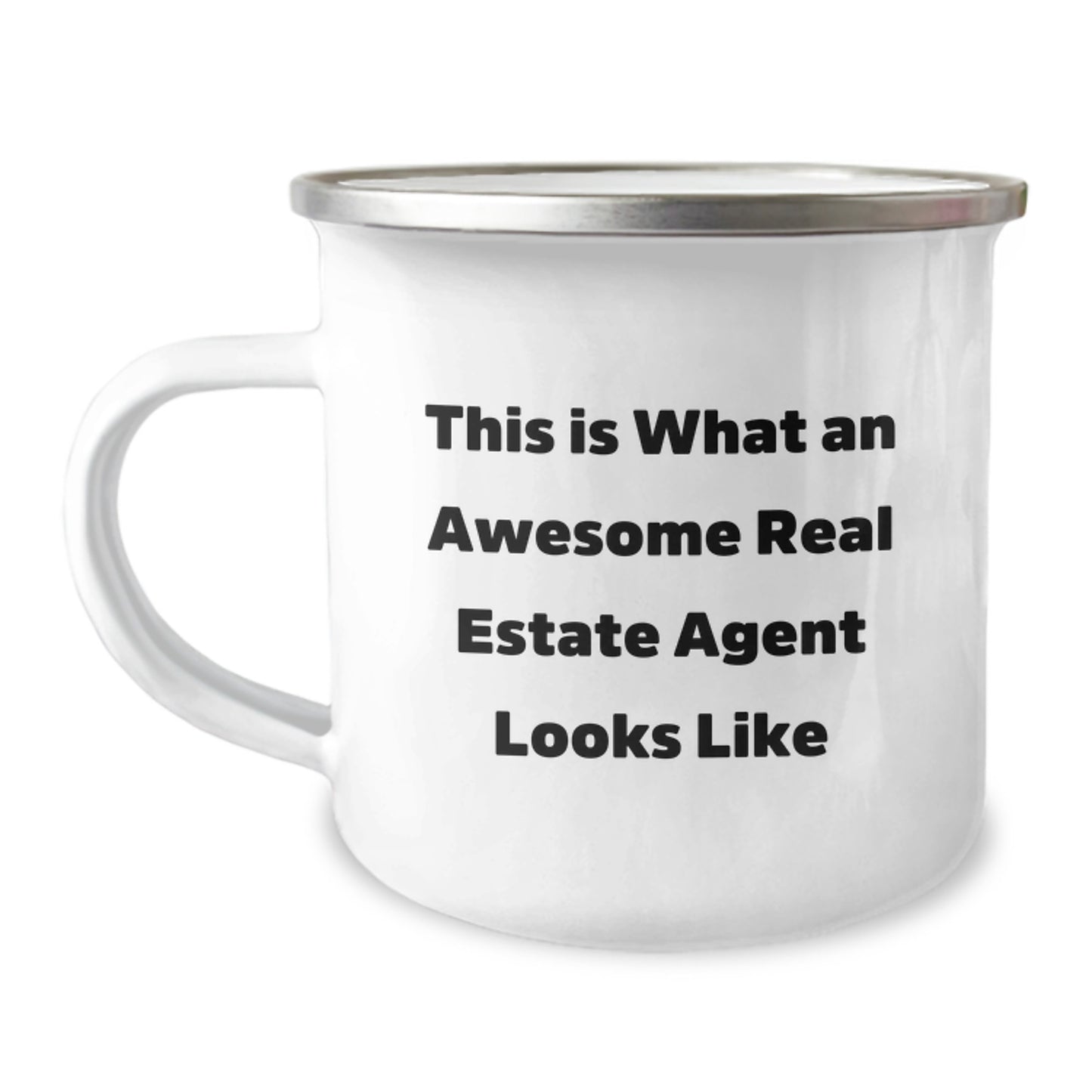 Funny Real Estate Agent Gifts from Friends, This Is What An Awesome Real Estate Agent Looks Like, 12 oz Stainless Steel Camping Mug - Image 1