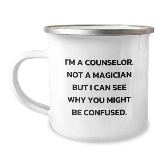 Funny Counselor Gifts from Friends to Graduation Unique Gifts for the Counselor in Your Life, A Counselor Not A Magician Mugs, Camping Mugs for Counselor Enthusiasts - Image 1