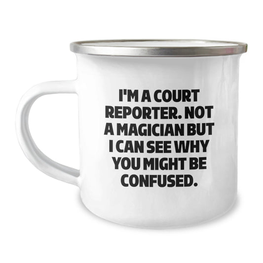 Funny Court Reporter Valentine's Gifts from Men to Court Reporters, Unique Camping Mug for Court Reporter Friends, Valentine's Unique Gifts for Him - Image 1