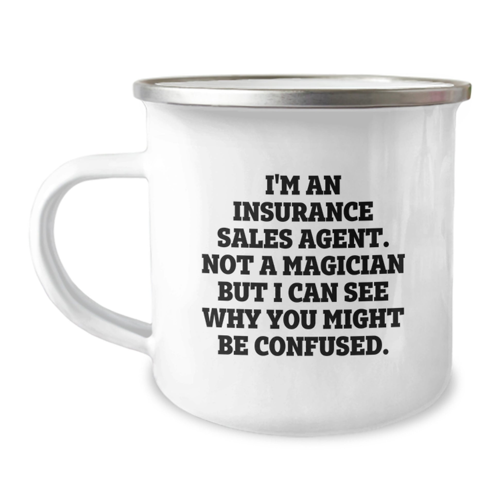Funny Insurance Sales Agent Gifts for Men, 'I'm Not a Magician' Camping Mug for Graduation Unique Presents from Coworkers - Image 1