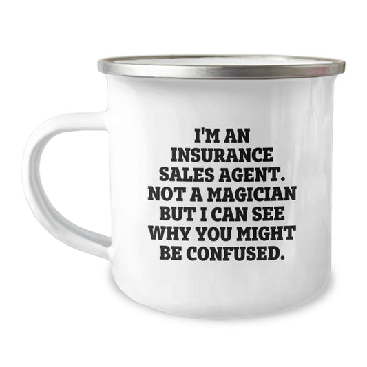 Funny Insurance Sales Agent Gifts for Men, 'I'm Not a Magician' Camping Mug for Graduation Unique Presents from Coworkers - Image 1