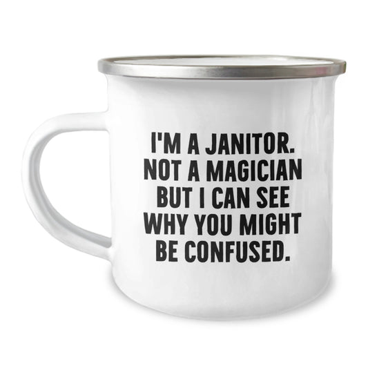Funny Janitor Gifts for Janitor Men from Friends on Valentine's Unique Camping Mug - Image 1