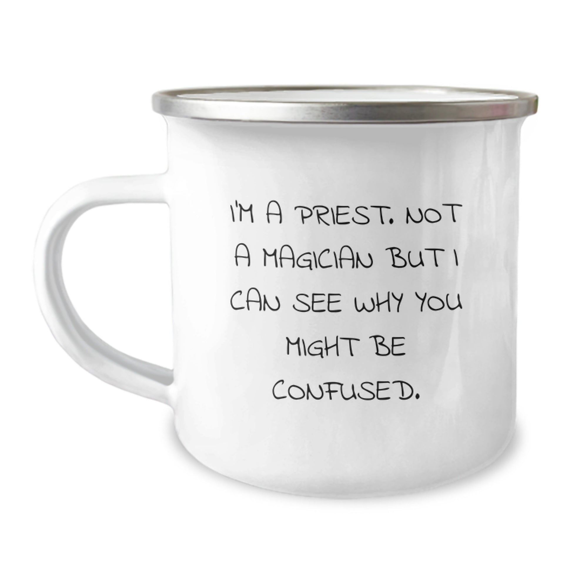 Priest Keepsake Camping Mug for Him Birthday Gift Stainless Steel Enamel - Image 1