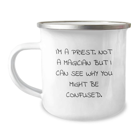 Priest Keepsake Camping Mug for Him Birthday Gift Stainless Steel Enamel - Image 1