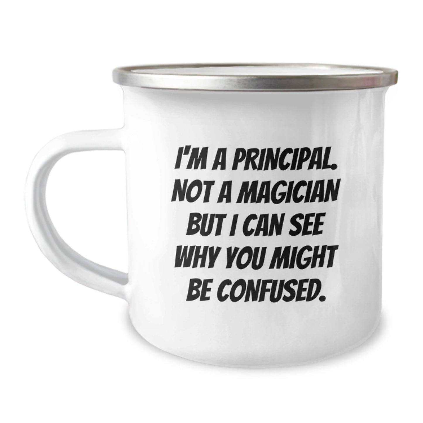 Principal Keepsake Camping Mug for Him Birthday Gift Stainless Enamel - Image 1